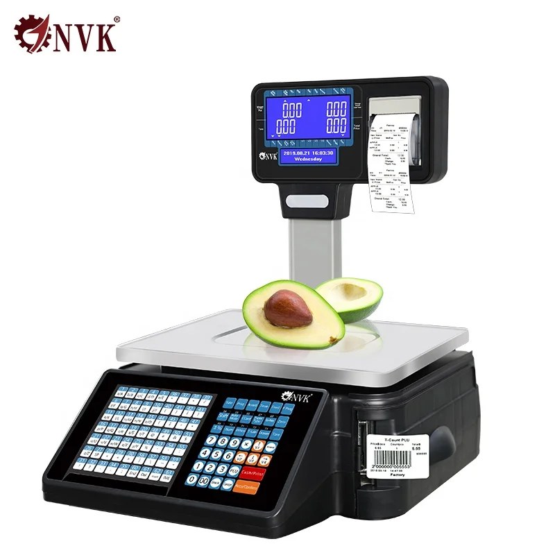 

NVK TM-A21 Barcode Label Printing Scale Supermarket Digital Scale Receipt Print and Label Printing Scale Machine for Retail