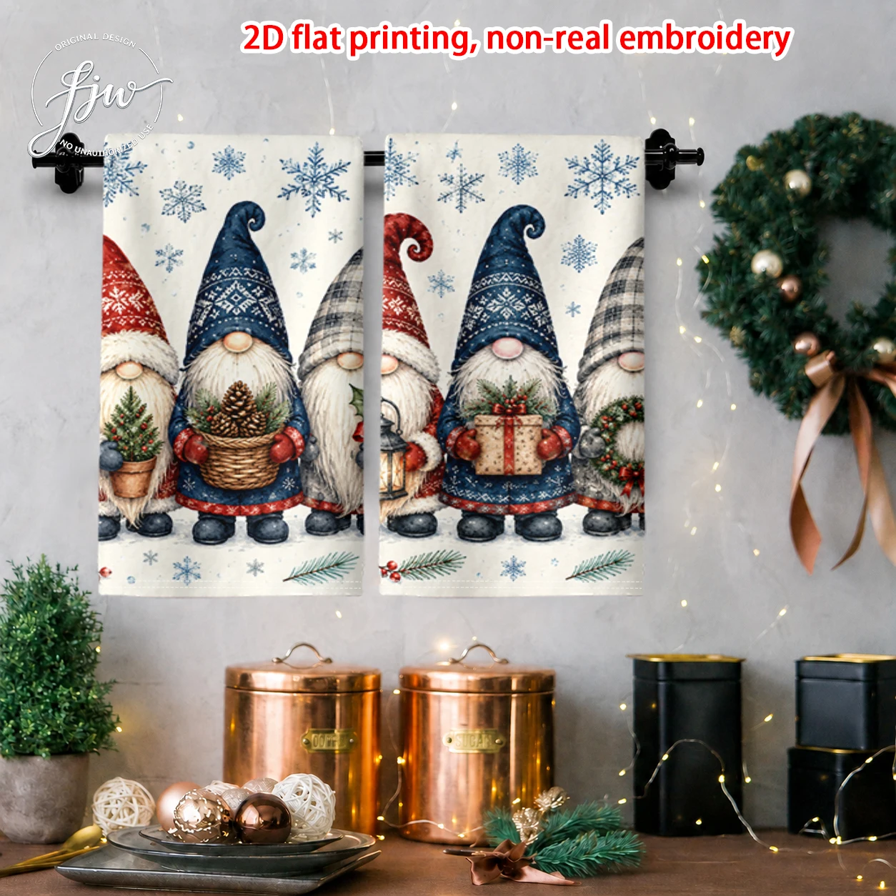 2pcs Christmas Gnome Garden Flag Set 2Pcs 2D Flat Printed Holiday Outdoor Indoor Festive Decor Banner