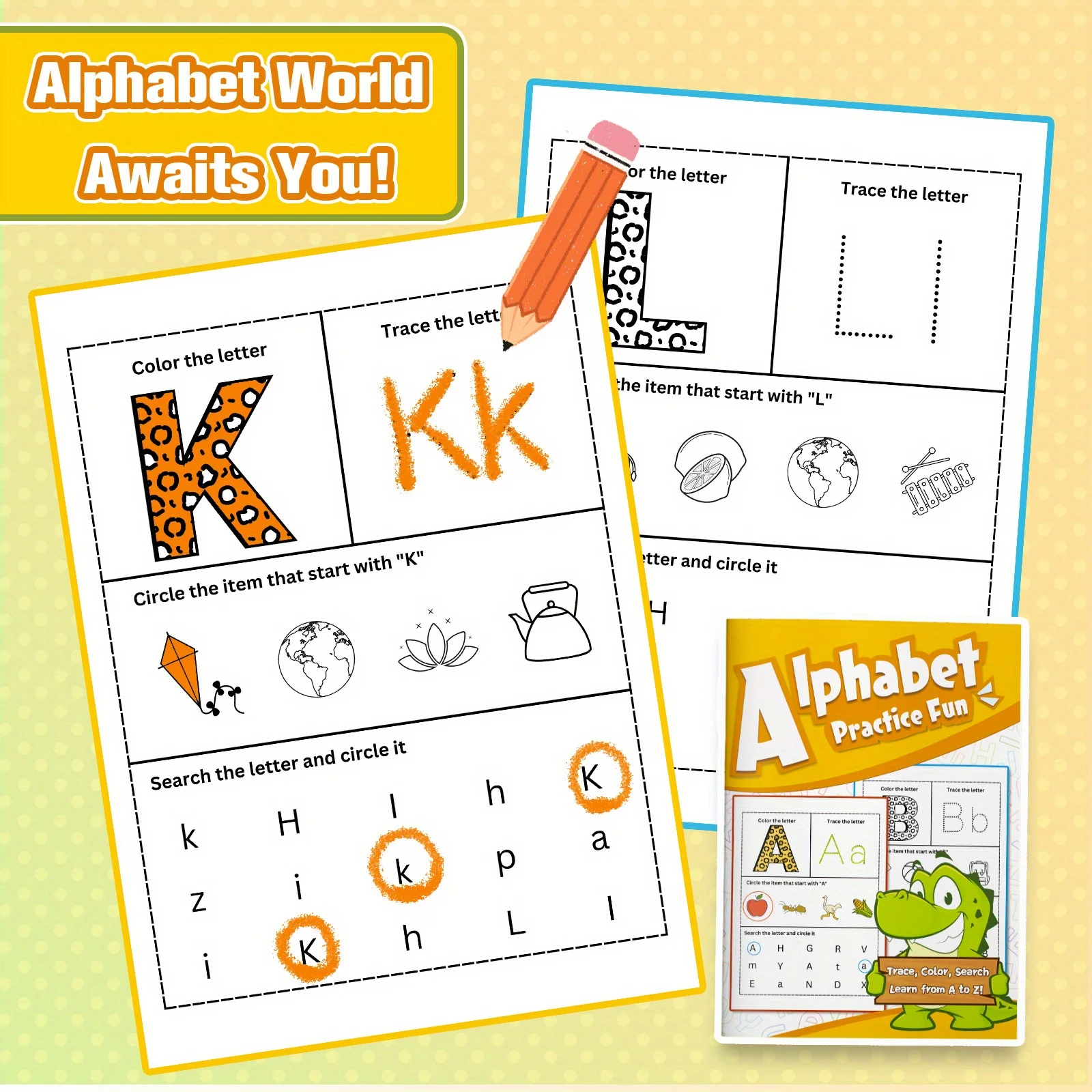 Alphabet Activity Book for Kids, Color, Trace, and Find Letters A to Z with Fun Word and Picture Games
