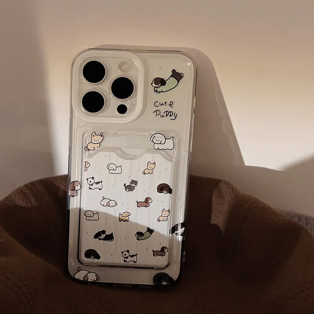 Zabawny szczeniak przedszkole Etui na karty fotograficzne Przezroczyste etui na telefon do iPhone'a 16 15 14 13 12 Pro Max Xr 15 14 Plus Etui Cute Cover