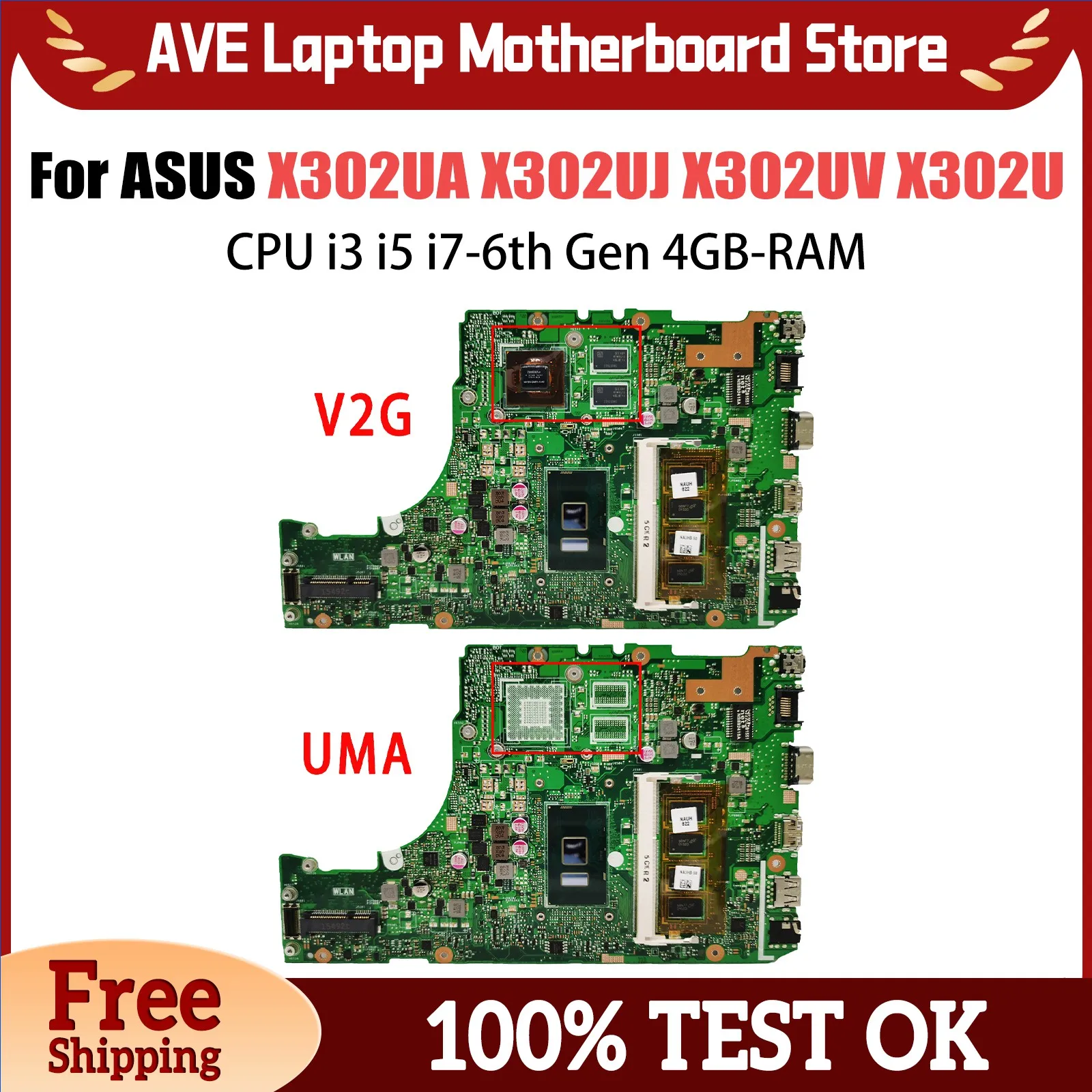 X302UJ Материнская плата для ноутбука ASUS X302UA X302UV X302U с процессором i3 i5 i7-6th Gen 4 ГБ ОЗУ GT920M-V2G GPU