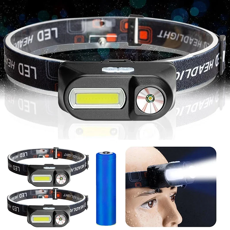Potente torcia frontale portatile XPE + COB torcia frontale a LED tipo C ricaricabile per esterni impermeabile pesca campeggio escursionismo faro