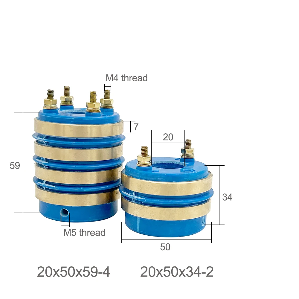 Jumpasit Pack of 20x50x59-4 20x50x34-2 Conductive Slip Ring Copper Rotary Package Machine Collector 6x12 Carbon Brush