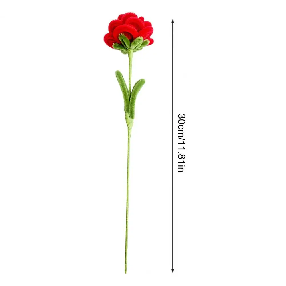 30cm Pipe Cleaner Rose Flower Handmade Decorative Plush Twist Stick Never Wither Simulated Flowers Home Room Decor Holiday Gift