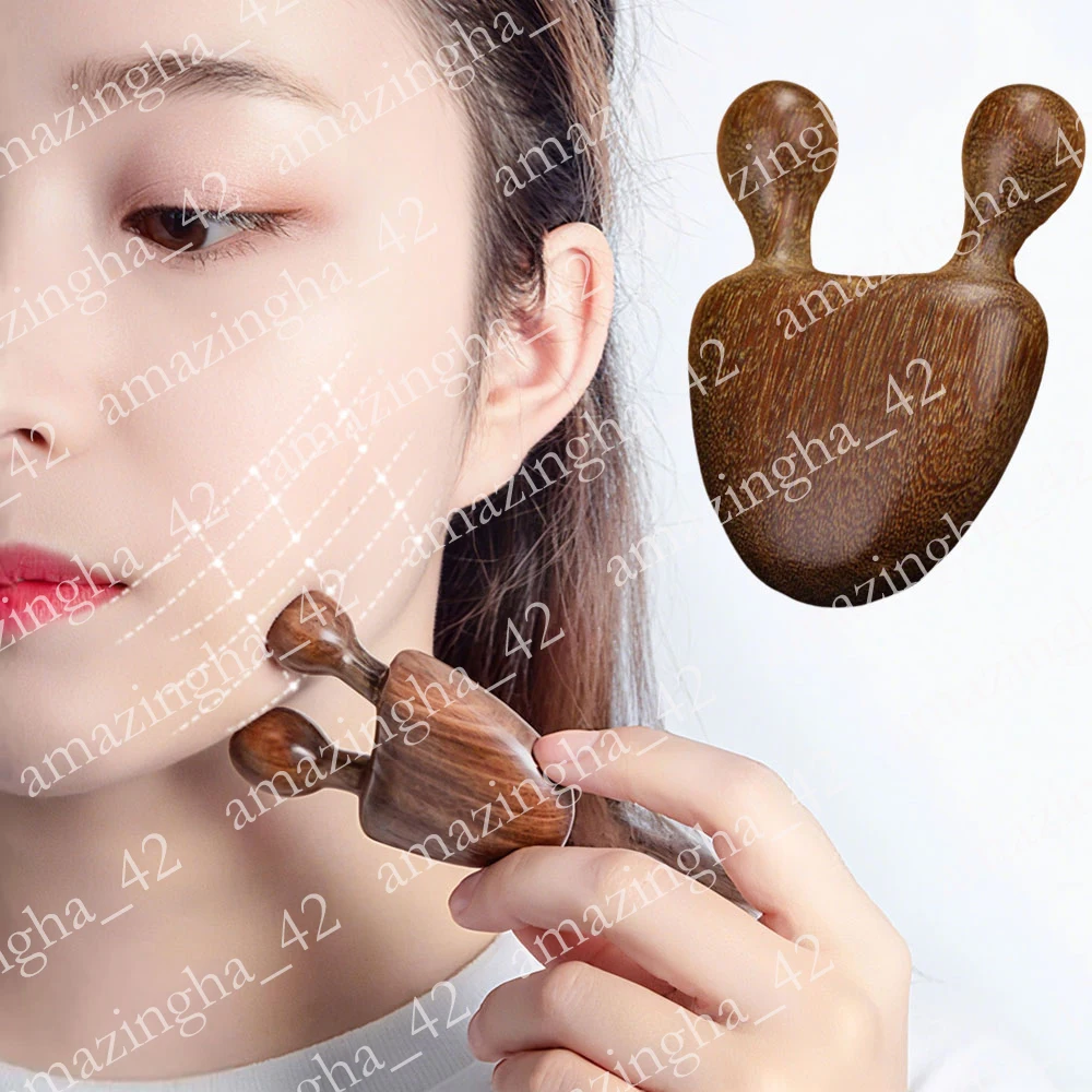 

1-10pcs Facial Massage Comb Wooden Handle Piece Green Sandalwood Eye Massage Small Snail Comb