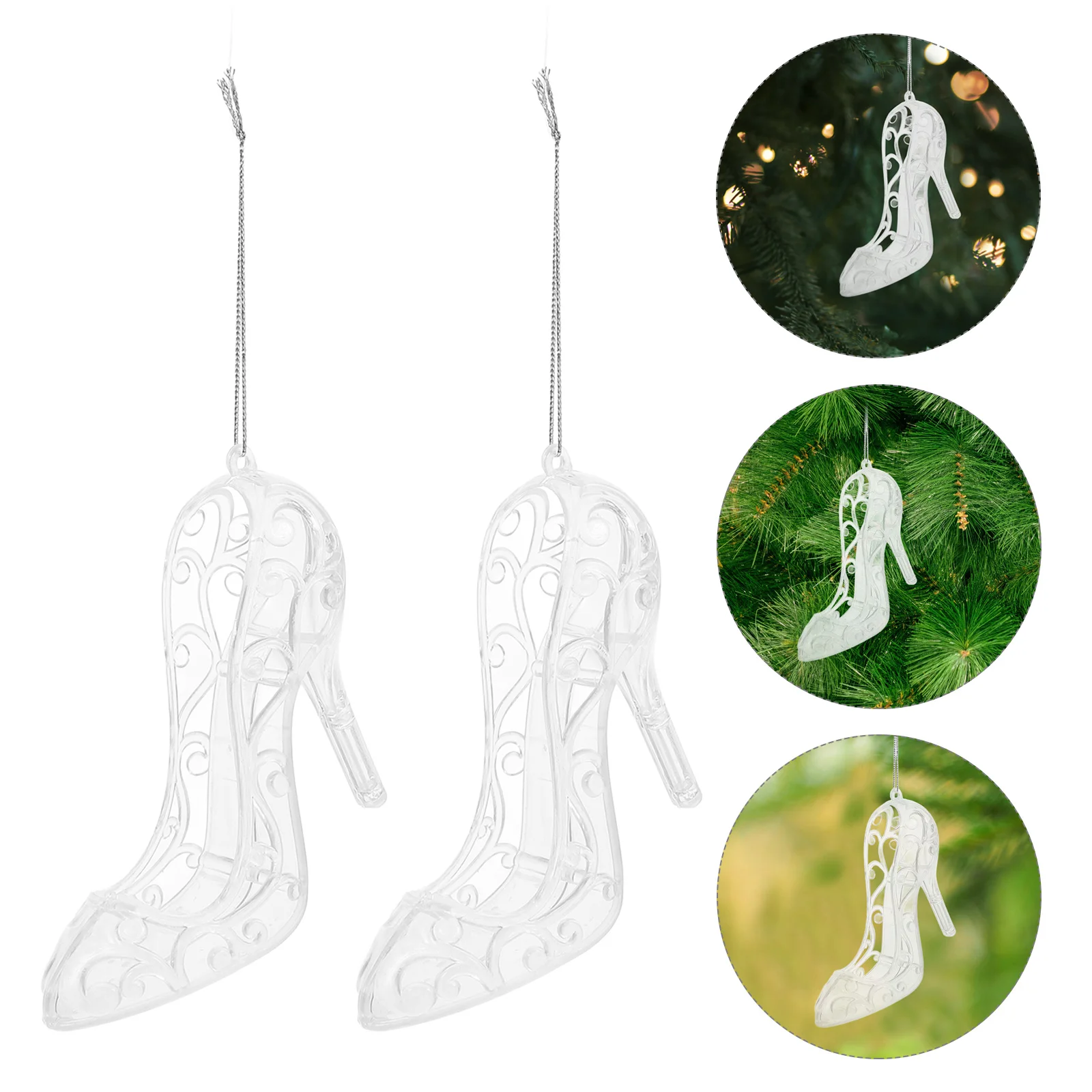 

2 Pcs Transparent High Heel Decor Heels Hanging Ornaments Clear Acrylic Holiday
