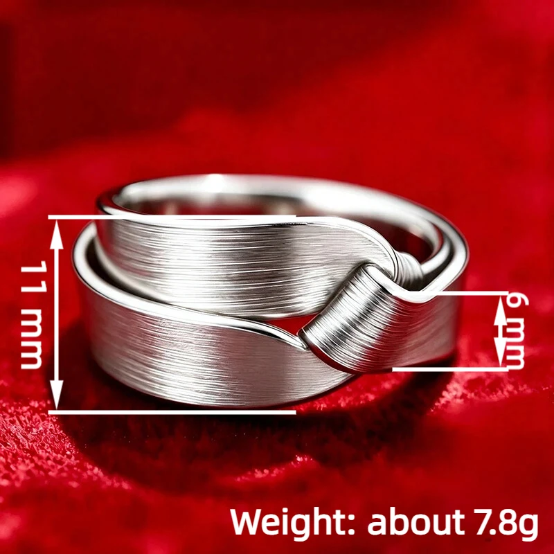 Huitan Gebürstete Silberfarbene Ineinandergreifende Wickelringe für Frauen Minimalistischer Gedrehter Überlappungsring Täglicher Party-Statement-Schmuck – Detail 1