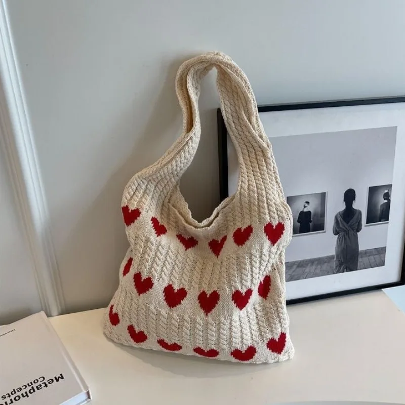 

Casual Woven Designer Knitted Handbags Female Shopper Totes Large Capacity Women's Shoulder Bag