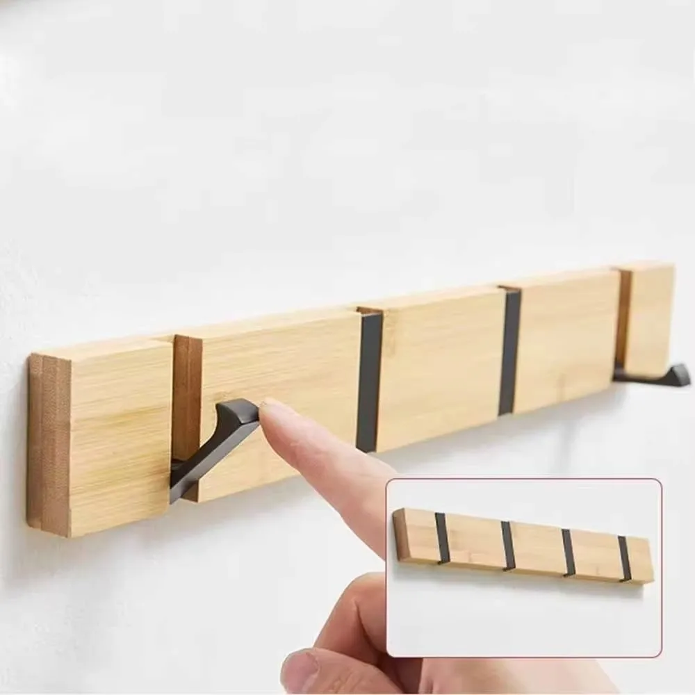 Wall Mounted Wall Mounted Coat Rack Multi Hook Structure Space Saving Clothes Hat Hanger Natural Bamboo Bamboo Coat Rack