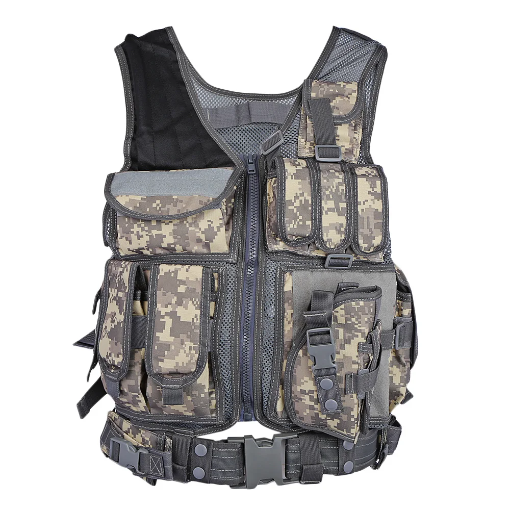 Men Military Tactical Vest Paintball Camouflage Molle Hunting Vest Assault Shooting Hunting Plate Carrier With Holster