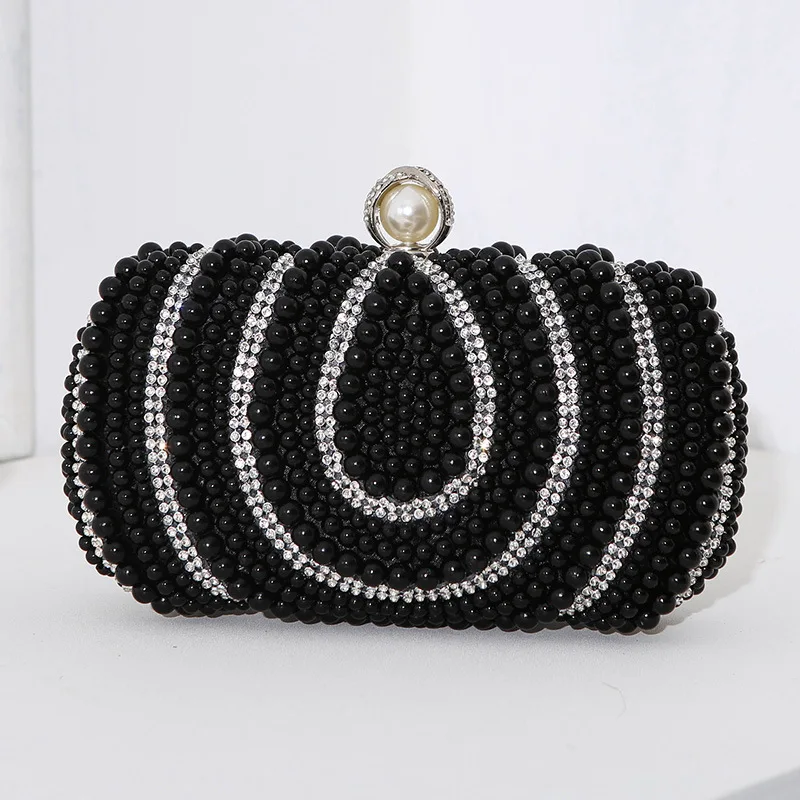 2023 New Full Side Beads Clutch Bags Wedding Diamond Hasp Bags Party Dinner Wallets With Chain 3 Colors Drop Shipping