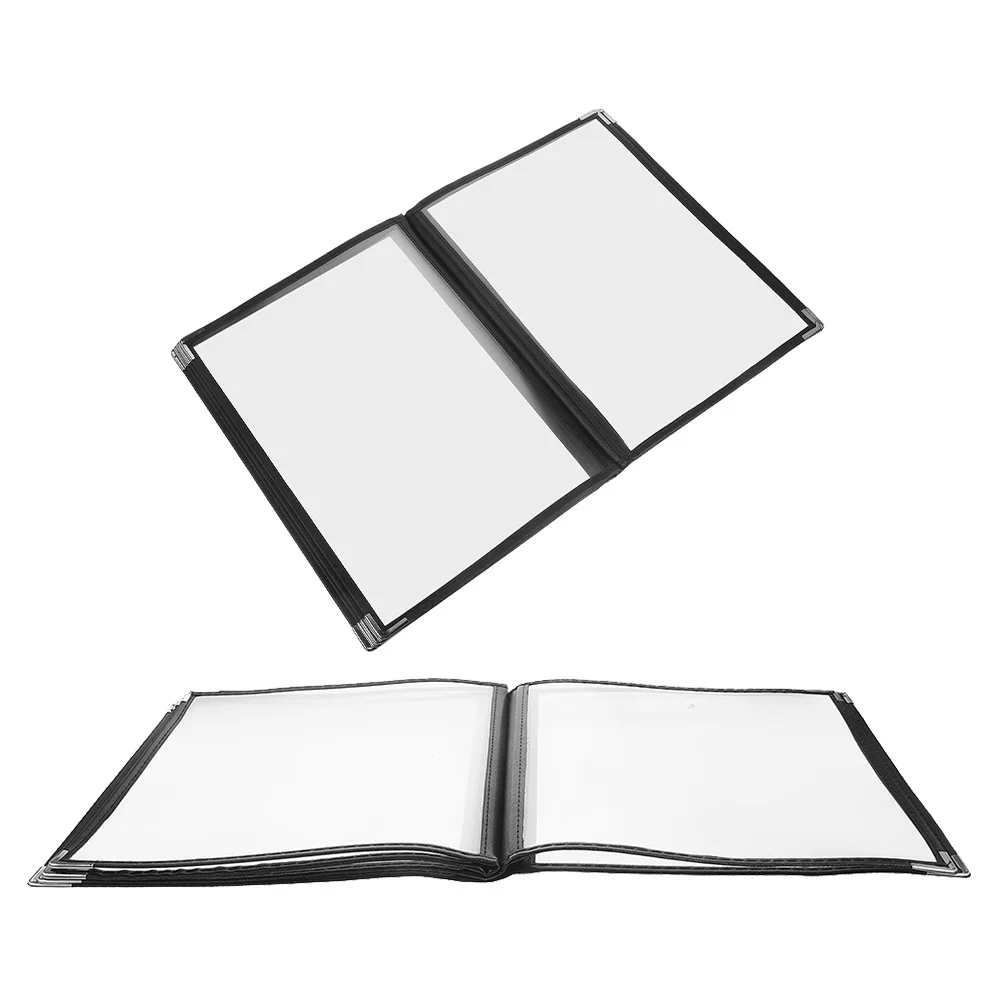 

2pcs Clear Holder 6 Page 12 View Transparent Cover Durable Menu Folder For Restaurant Wine List Display Stand Menu Holder