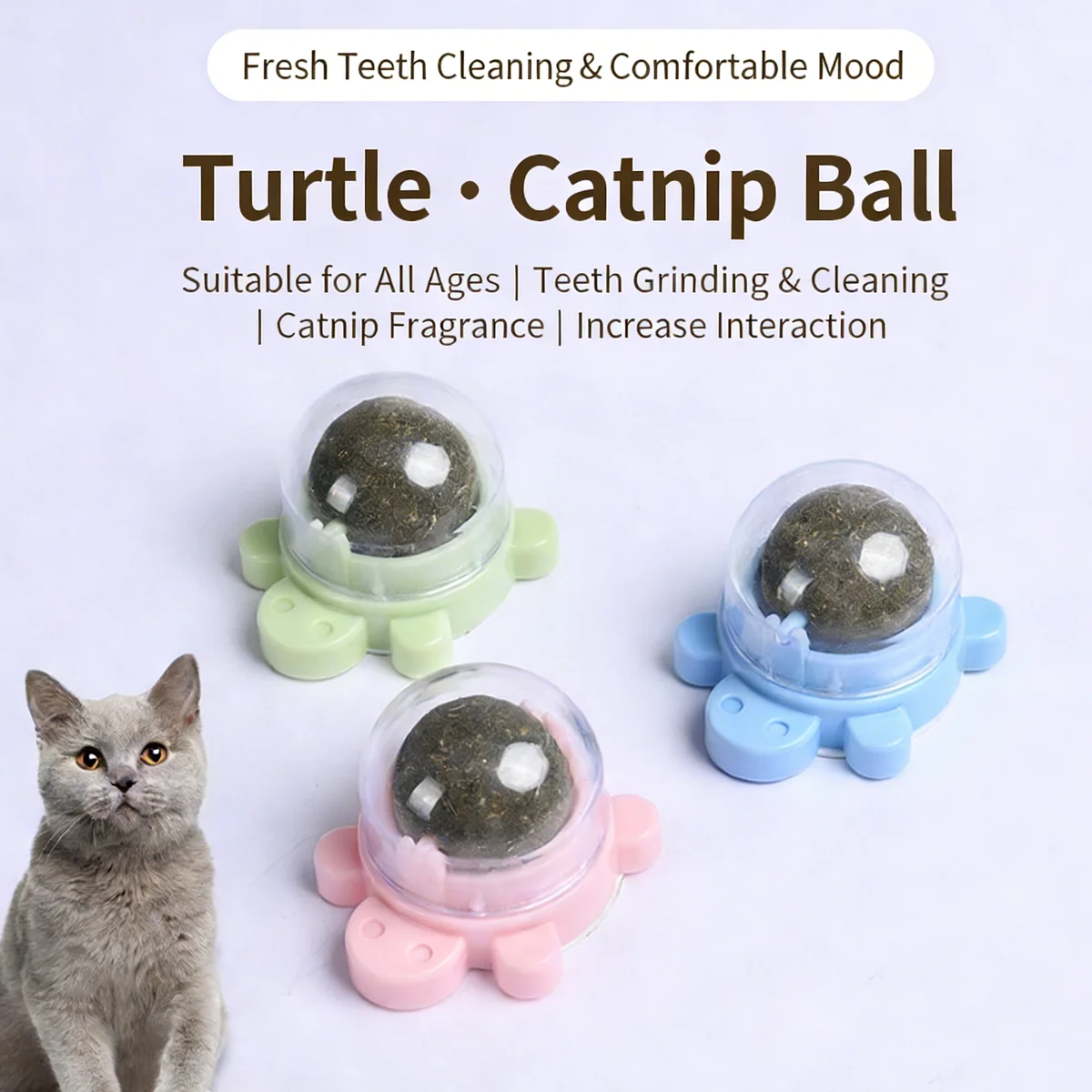 Rotatable Cat Mint Licking Ball Wall‑mounted Catnip Sphere Teeth Cleaning For Kitten Boost Appetite Hairball Elimination