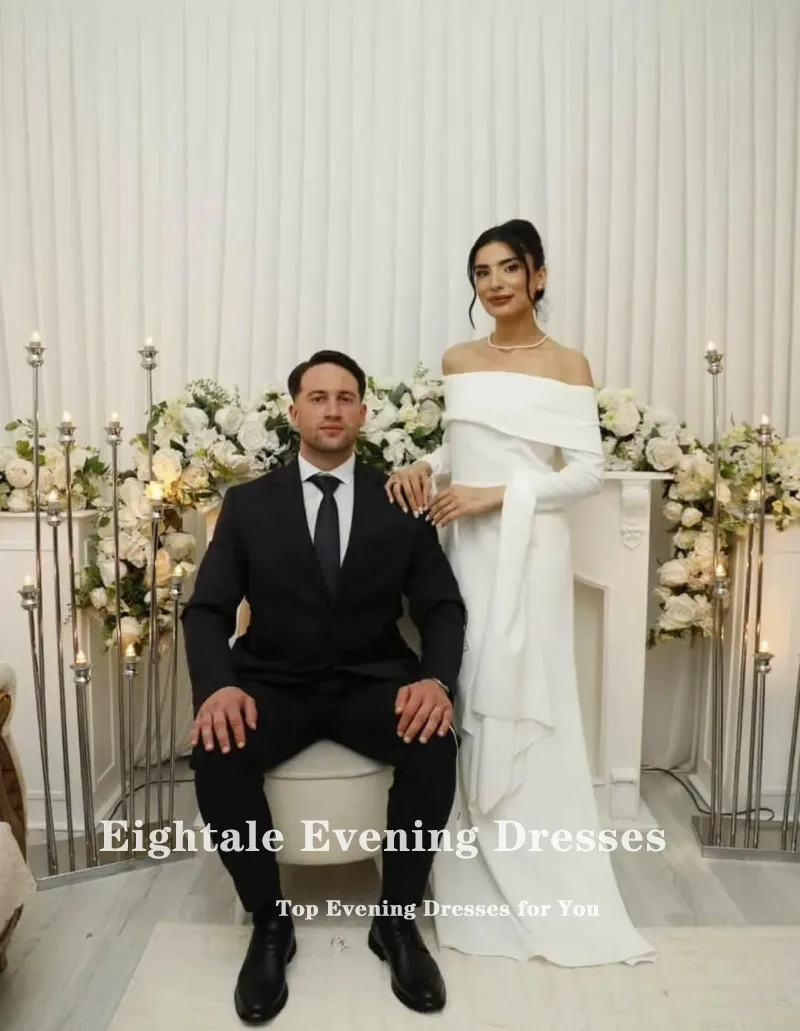 Eightale アラビアのウェディングドレスカスタマイズされたオフショルダーアイボリーマーメイド長袖ブライダルドレス Vestidos デノビア