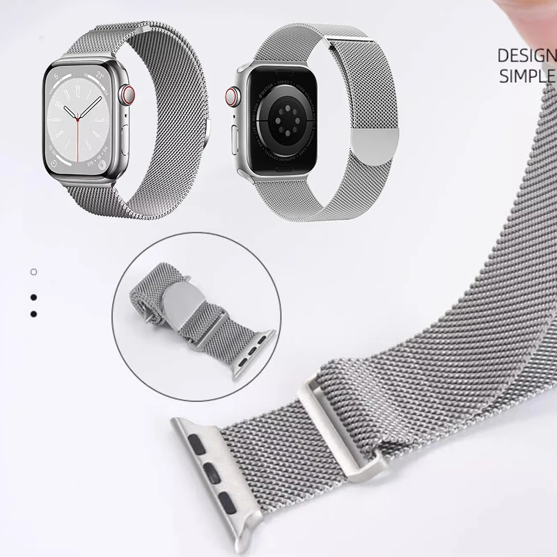 Milanese Loop Strap For Apple Watch Band Ultra 2 49mm 46mm 45mm 44mm 42mm Stainless Steel Metal for iWatch Series 10 9 8 7 6 5 4