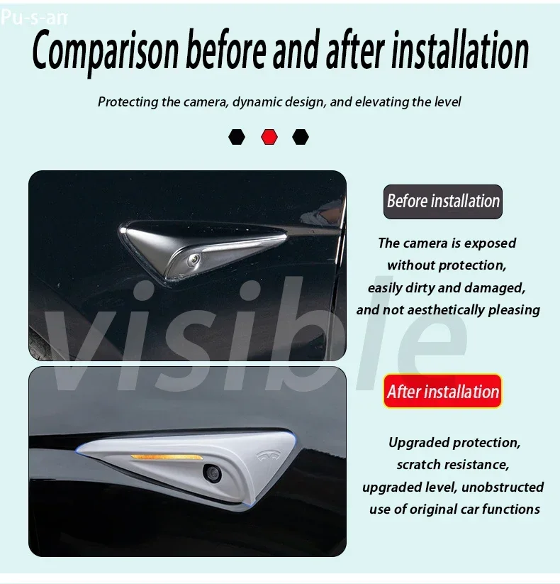 Update Side Camera Full Protection Cover for Tesla Model 3 Highland Model 3/Y/X/S HW 4.0 Decoration Trim Cover Visible