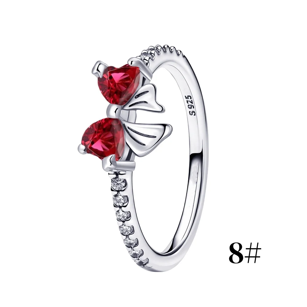 Christmas Party 925 Sterling Silver Red Bow Jewelry Set