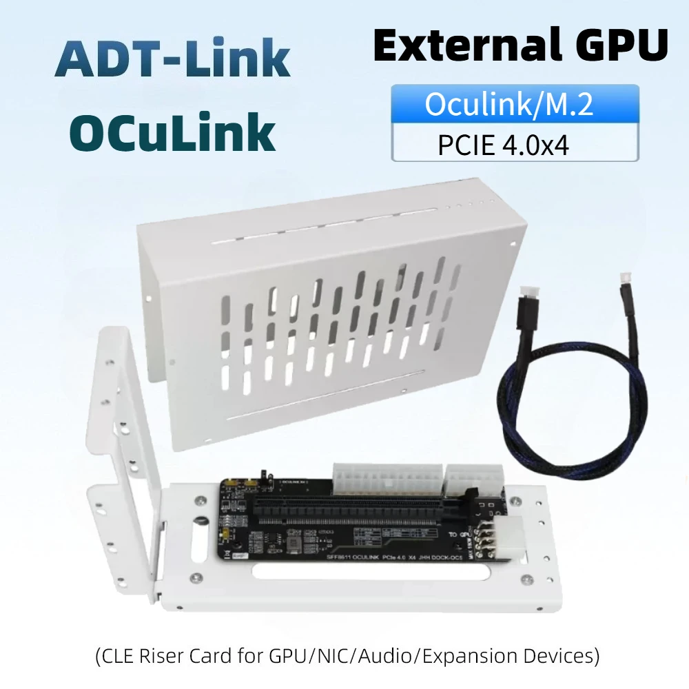 PCIE 4.0 X4 Gen4 SFF8611 Oculink / M.2 NVMe Laptop eGPU White Metal Case External Graphics Card OCuLink GPU Dock ATX GDP Adapter