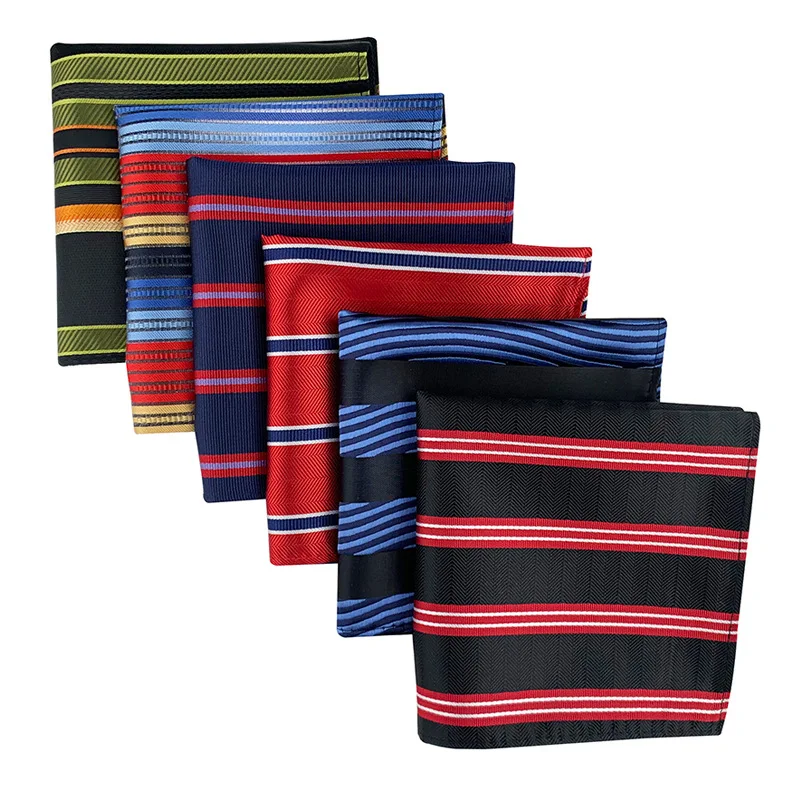 Versatile Korean Version 25CM Pocket Square Striped Flower Polyester Hanky Man Business Formal Handkerchief Husband's Gift