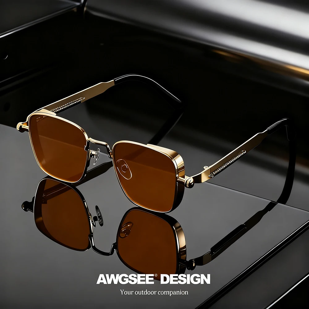 1/3PC Vintage Steampunk Quadratische Sonnenbrille mit Metallrahmen, Unisex Retro Grunge Punk Brille für Alltagsmode, Karnevalspartys, UV400