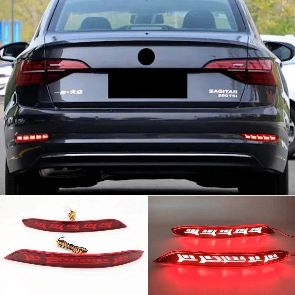 Led Rear Bumper Reflector Lights For Sagitar MK7 2019 2020 2021 2022 Car Tail Driving Brake Turn signal Light