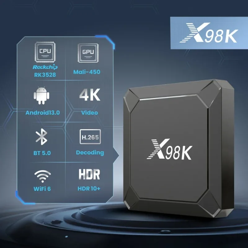 X98K Android 13 RK3528 Smart TV Box Dual WIFI BT 5.0 Wifi 6 Set Top TV Box Media Player