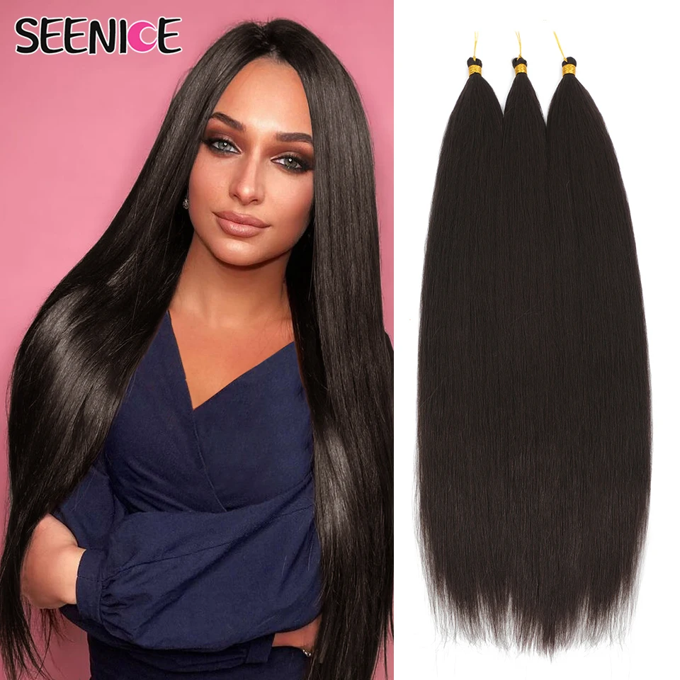 Ariel-Bundles de cheveux de poney raides, tresses au crochet, tressage synthétique, brun ombré, extensions de cheveux au crochet doux, 30"