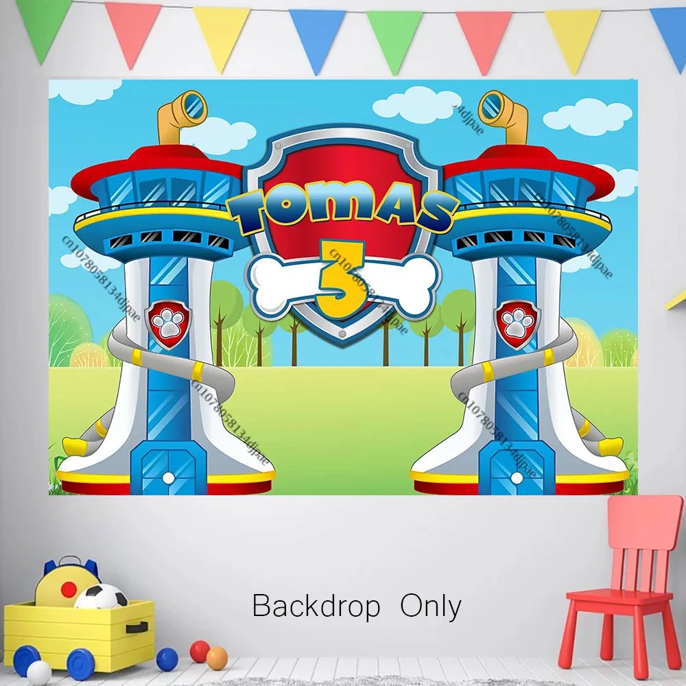 ﻿ Paw Patrol The Beach Tower Sfondo personalizzato per ragazzo 1° 3° compleanno Festa Sfondo Blu Cucciolo di cane Banner Decor Fornitore