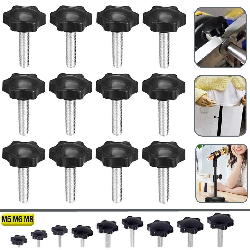 5/10PCS Stern Form Gewinde Spann Griff Bolzen Bakelit Hand Knopf Anziehen Schraube Industrie Ausrüstung Kunststoff Stahl m5 M6 M8 – Detail 4