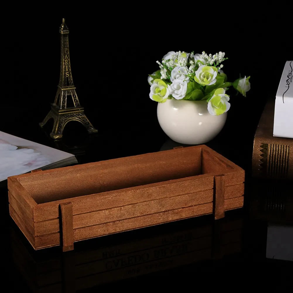 Indoor/Outdoor Wooden Flower Planter For Herb Flower Succulent Planter Box Garden Rectangle Storage box Planter Wooden Planter