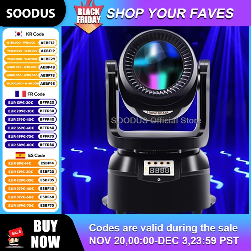 

Mini 100W LED Moving Head Stage Light RGBW Beam Shakeing Head Effect Lights DMX512 Disco Lights For Audience DJ Party Bar Show