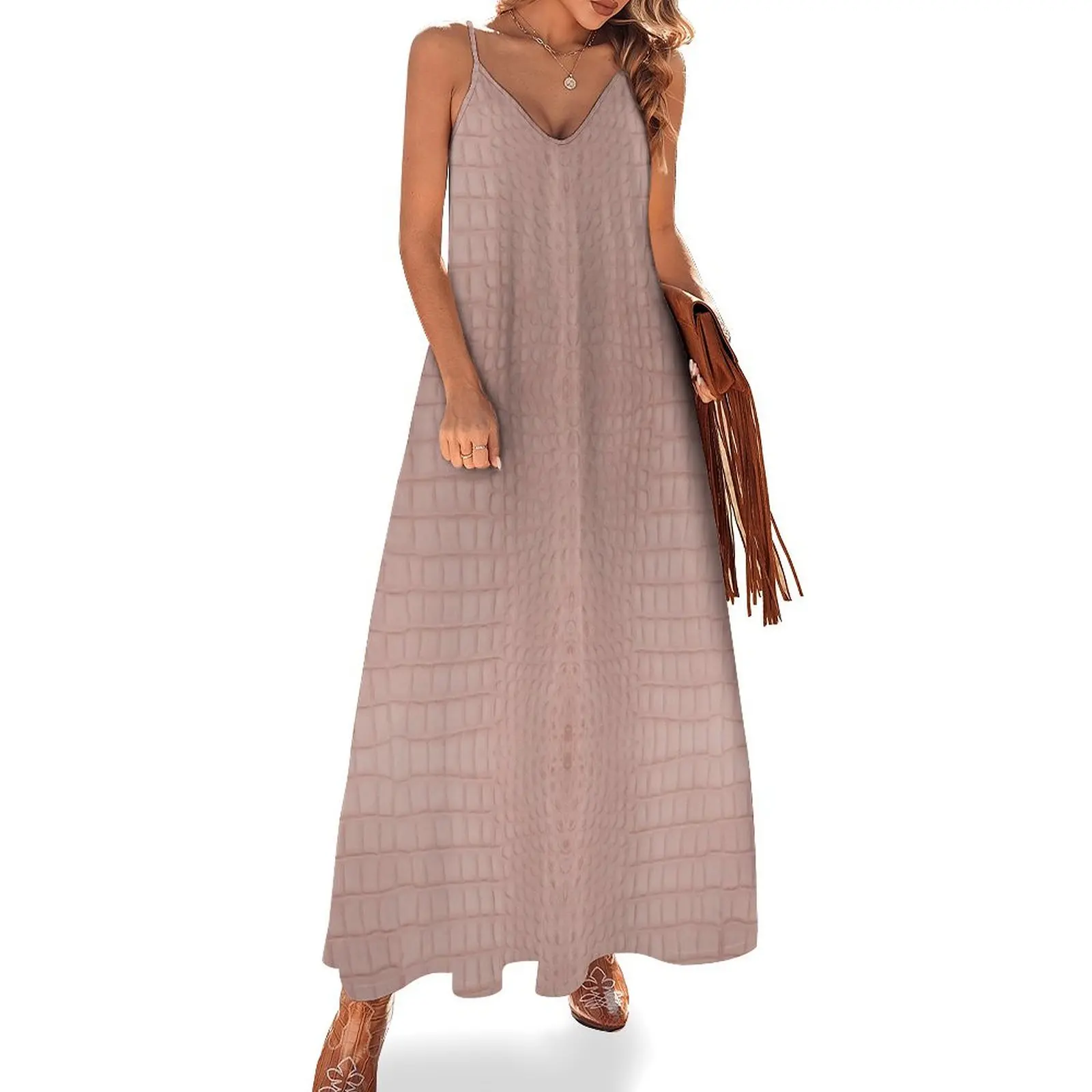 

Pink Alligator Skin Texture Sleeveless Dress long sleeve dresses ladies dresses for women 2025 beach dresses cocktail