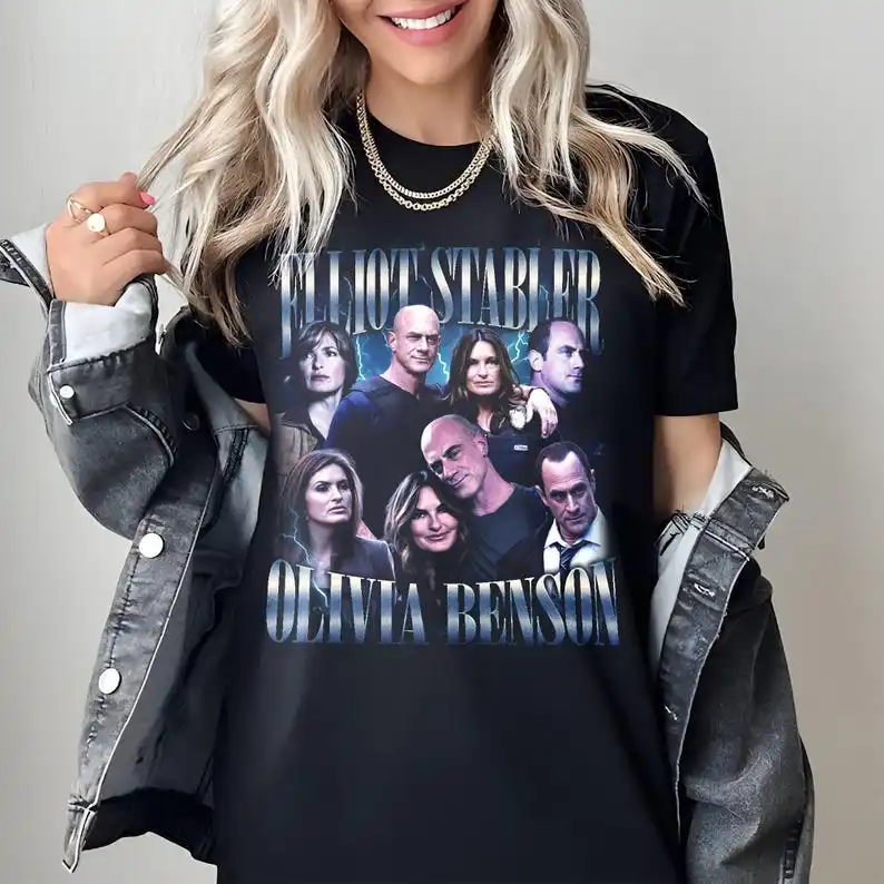 Retro Elliot Stabler Olivia Benson Shirt Tee Tshirt, Olivia Benson T-shirt