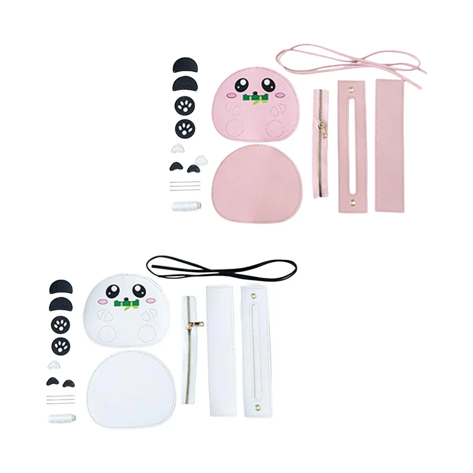 DIY Leather Bag Making Set for Beginner Hand Knitting Craft Womens Bag Panda Shaped Woven Bag Shoulder Bag Sewing Material