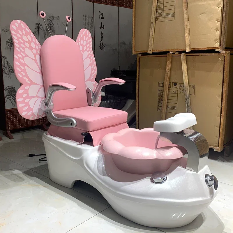

Hot Pink Modern Butterfly Whirlpool Sink Manicure Spa Pedicure Chair with jet For Kids