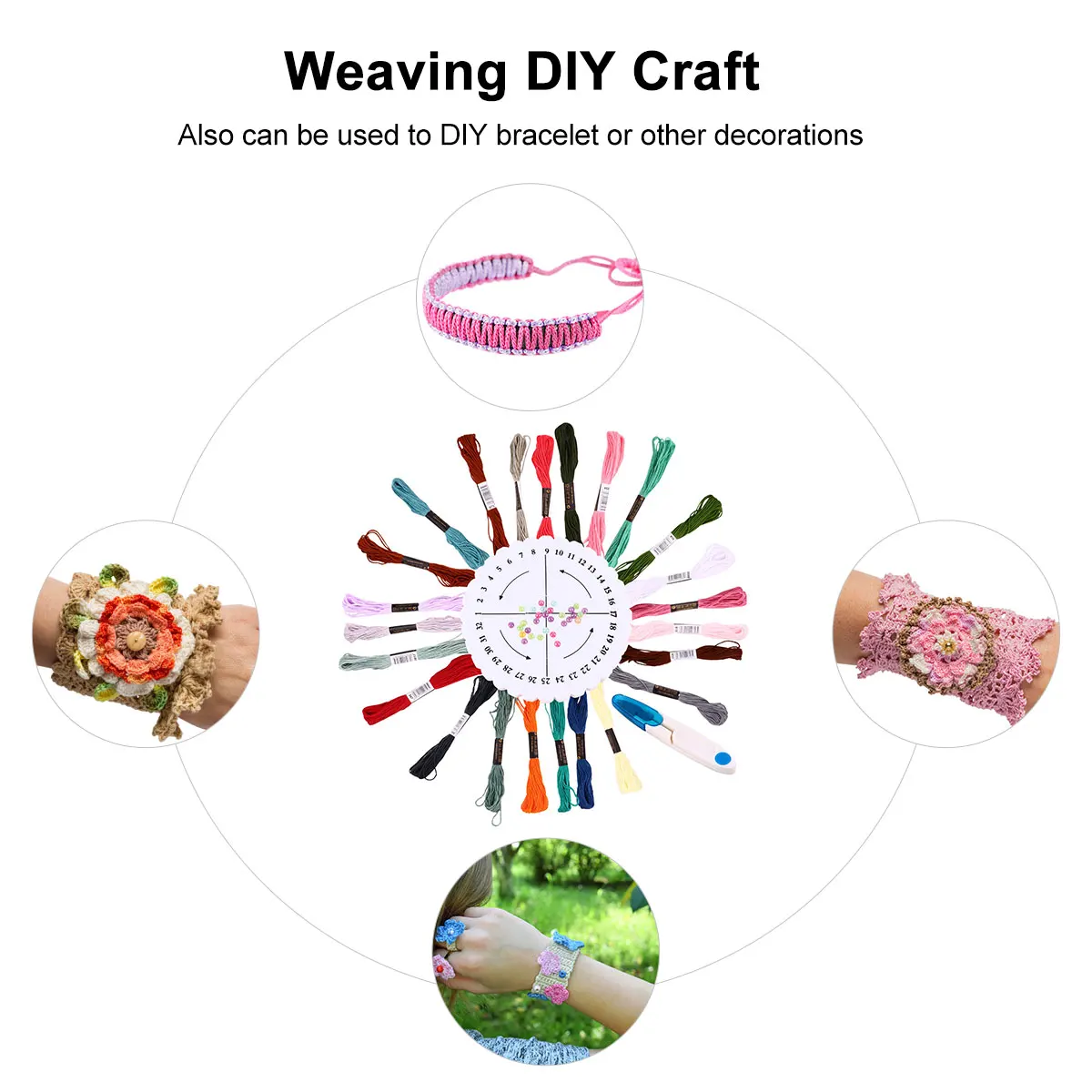 

1 Set Round Loom For Bracelet Making Umbrella Rope Weaving Diy Kit Embroidery Thread Metal Frame Lanyards Tool String Beads