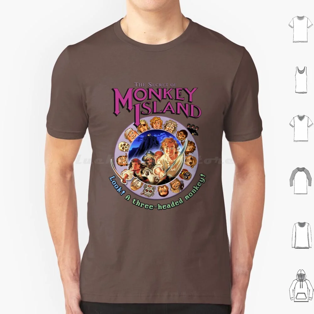 Secret Of Monkey Island-Look! A Three-Headed Monkey! Classic-Dos Point And Click Graphic Adventure Game! T Shirt Cotton Men