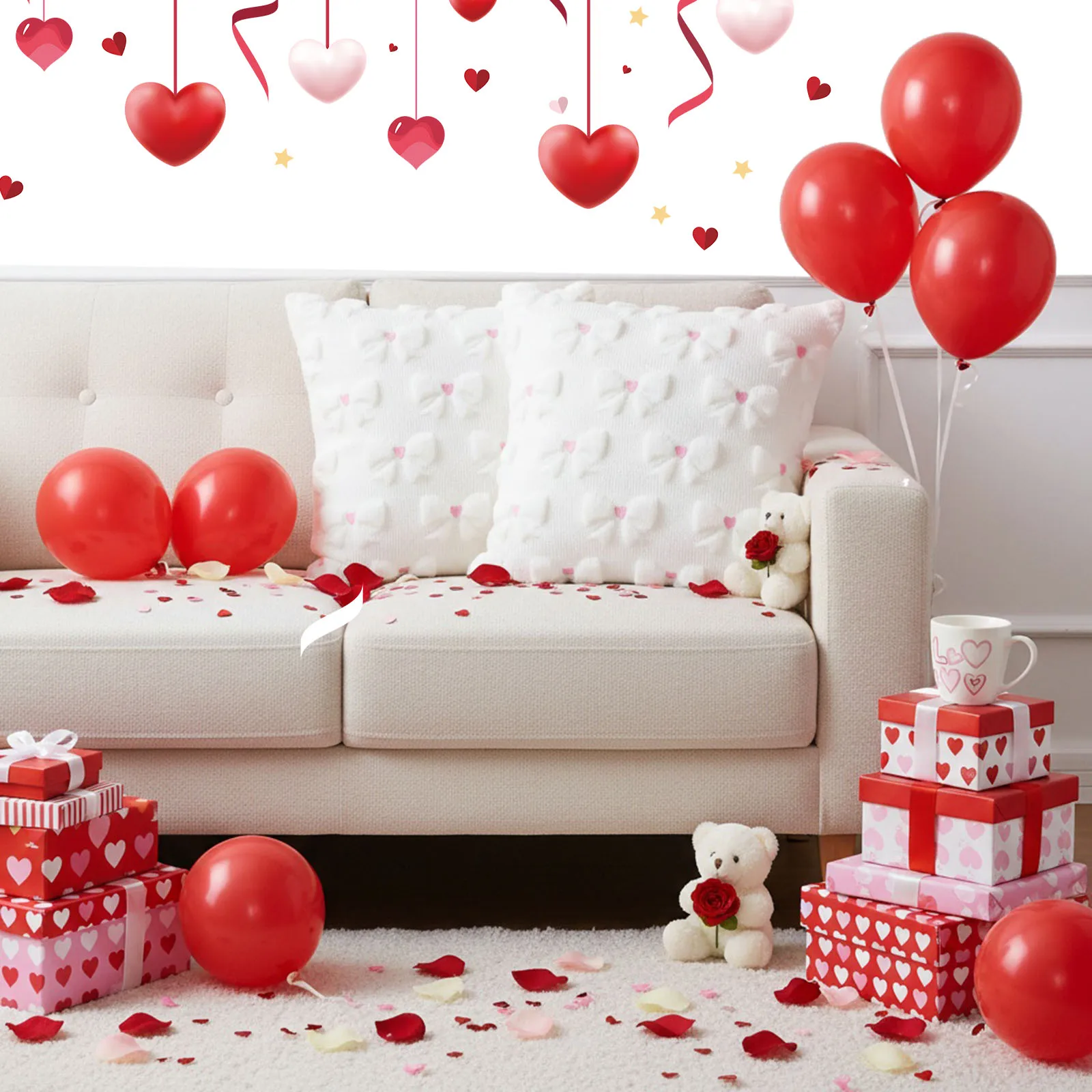 Valentines Day Cushion Cases Cute 18x18 Inch Set of 2 Throw Pillowcase for March Holiday Home Outdoor Decor
