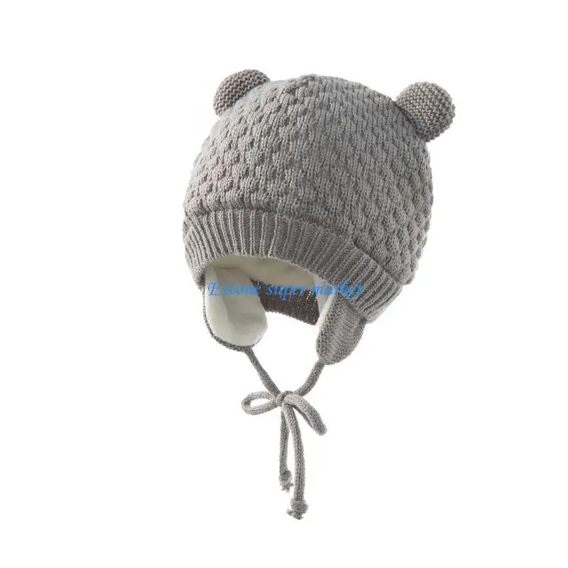 

090B 0-2Year Children's Warm Knitted Cap Autumn Winter Baby Fleece Caps Hat