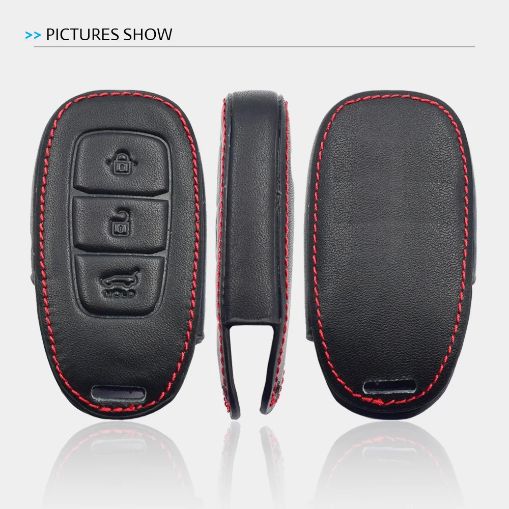 ATOBABI Leather Car Key Case Keychain For Hyundai Verna SantaFe 2018 2019 2020 i30 Palisade Kona Azera Accent Smart Remote Cover