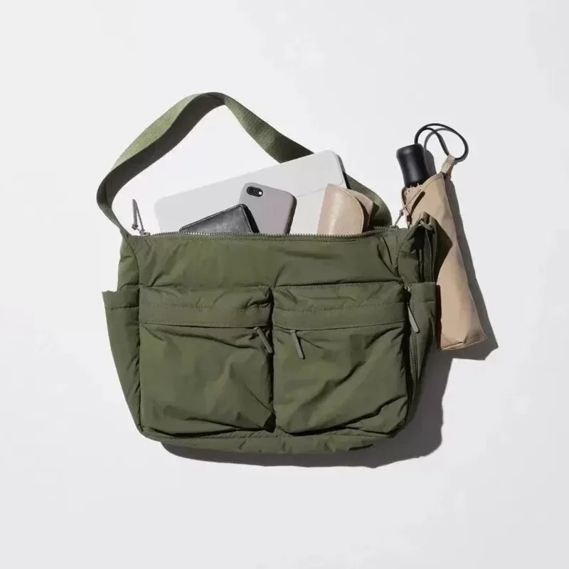 Bolso informal con cremallera de nailon para hombre, ropa de calle con múltiples bolsillos, bandolera deportiva impermeable, bolsos de alta capacidad para mujer