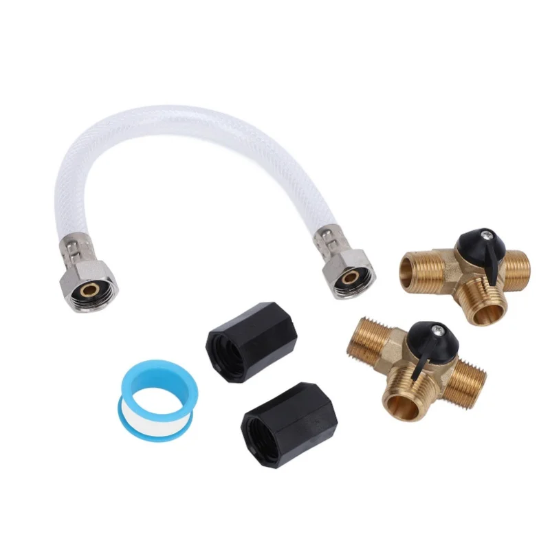 

Комплект байпаса водонагревателя для автодома, 12-дюймовый армированный шланг, латунные тройники 1/2 NPT, фитинги для труб и набор уплотнительных лент