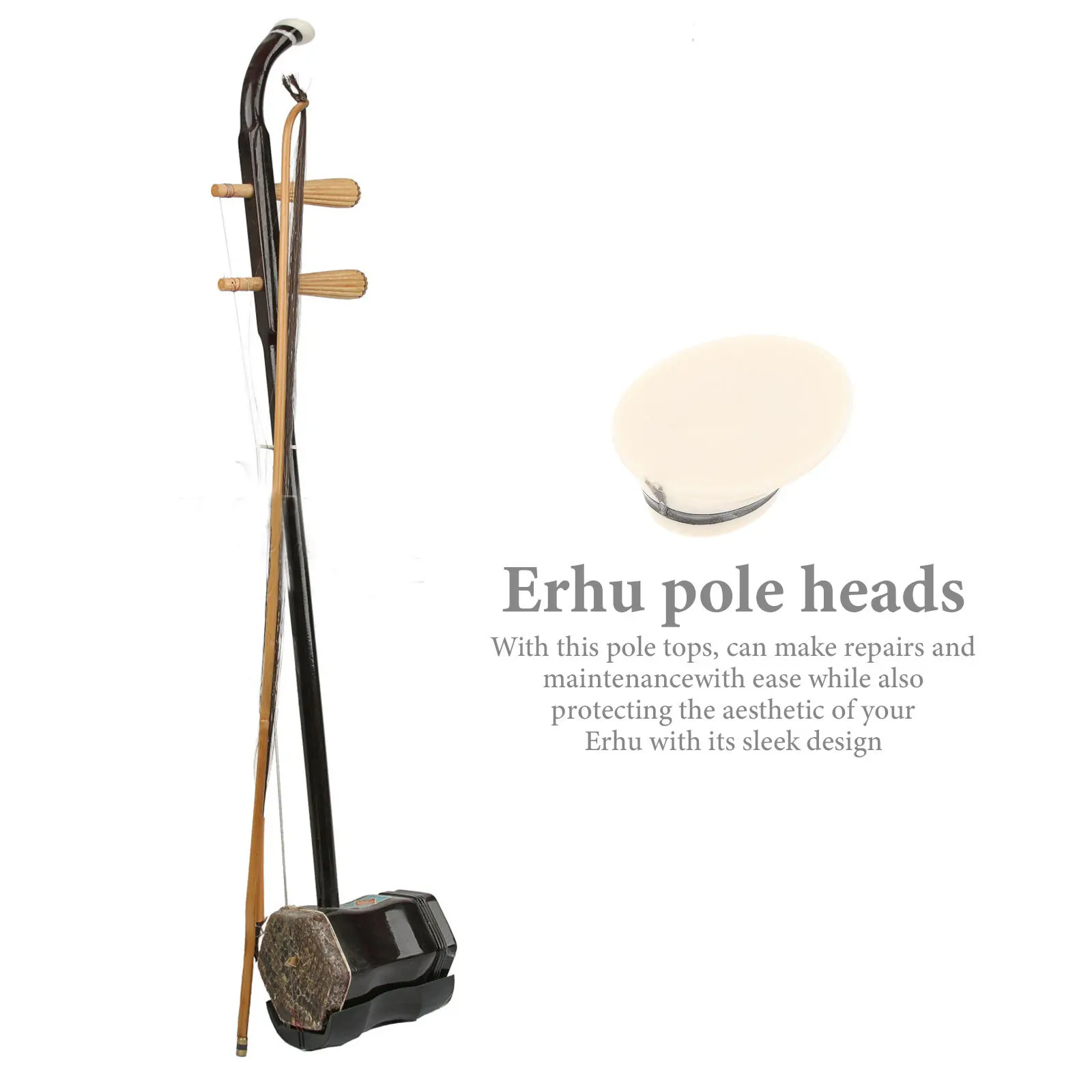 

4Pcs Erhu Top Pole Fittings Comfortable Curved Shape for Chinese Erhu Accessories Musical Instrument Pole Heads