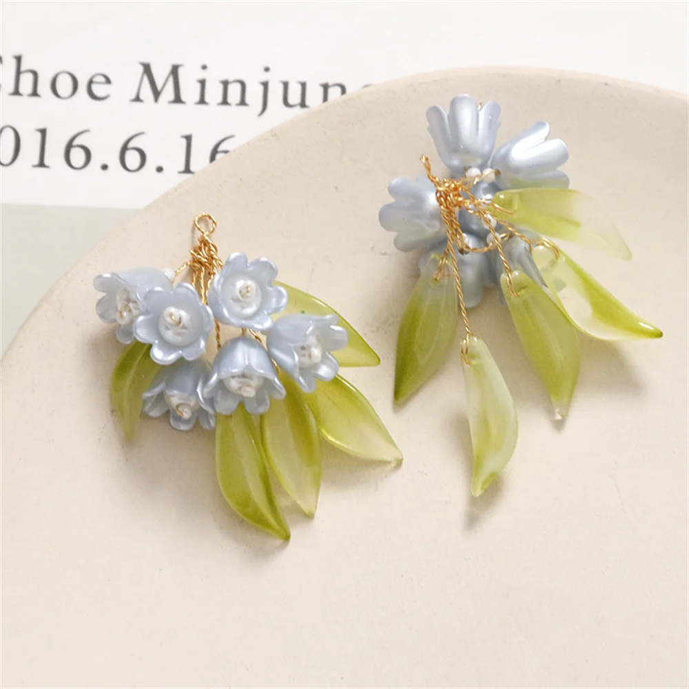 ST09 Antique Temperament Green Leaves Suzuki Cluster Flowers Diy Hand-woven beaded Hair Accessories Earring Handmade Material