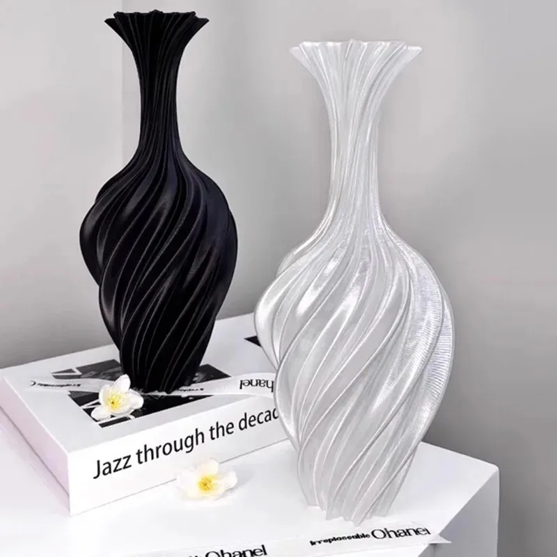 Neueste Modelle Bedruckte Vase Moderner Stil Blumenvase mit Wirbelmuster Ästhetische Blumendekoration Vase für Wohnzimmer-Dekor