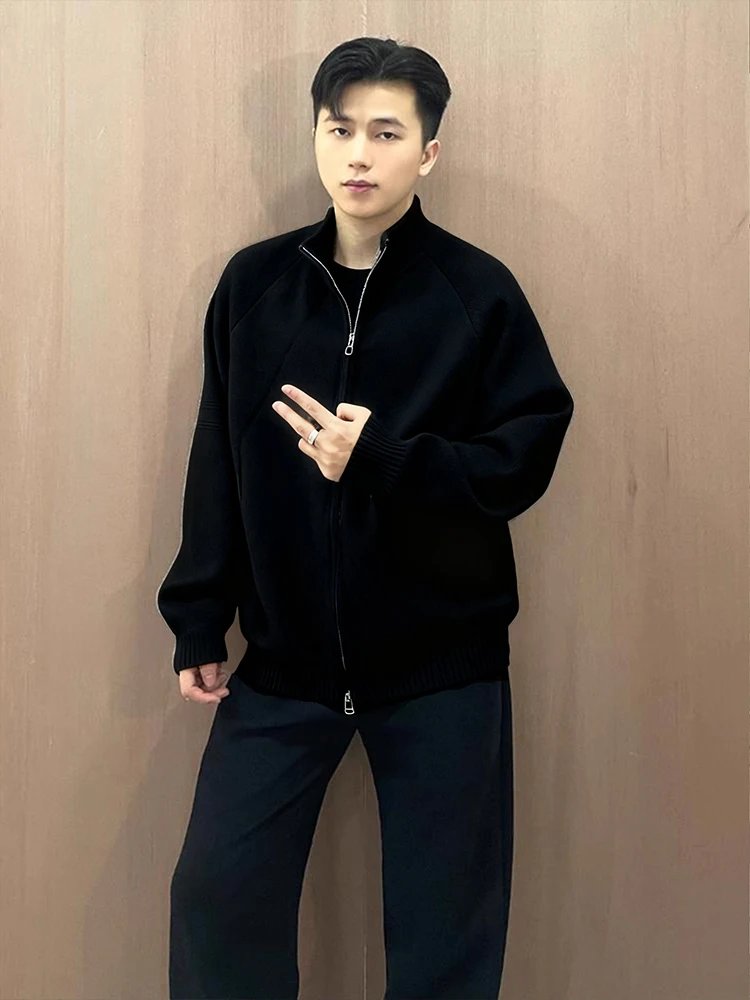 

Bla Open Cardigan Sweater Men's Lazy Sle Light Maturi Wind Knitted Jaet Autumn Season Zipper Decoration Straight Cut