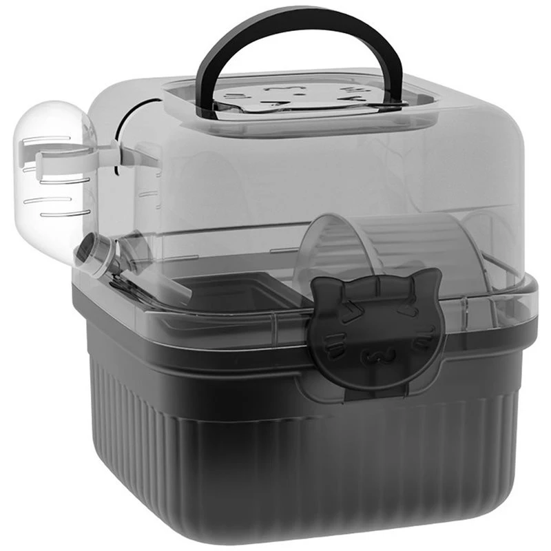 AT51-2 Layer Hamster Travel Cage With Handle Breathable Chinchillacarrier Bag Water Bottle Pet Carrying Box B