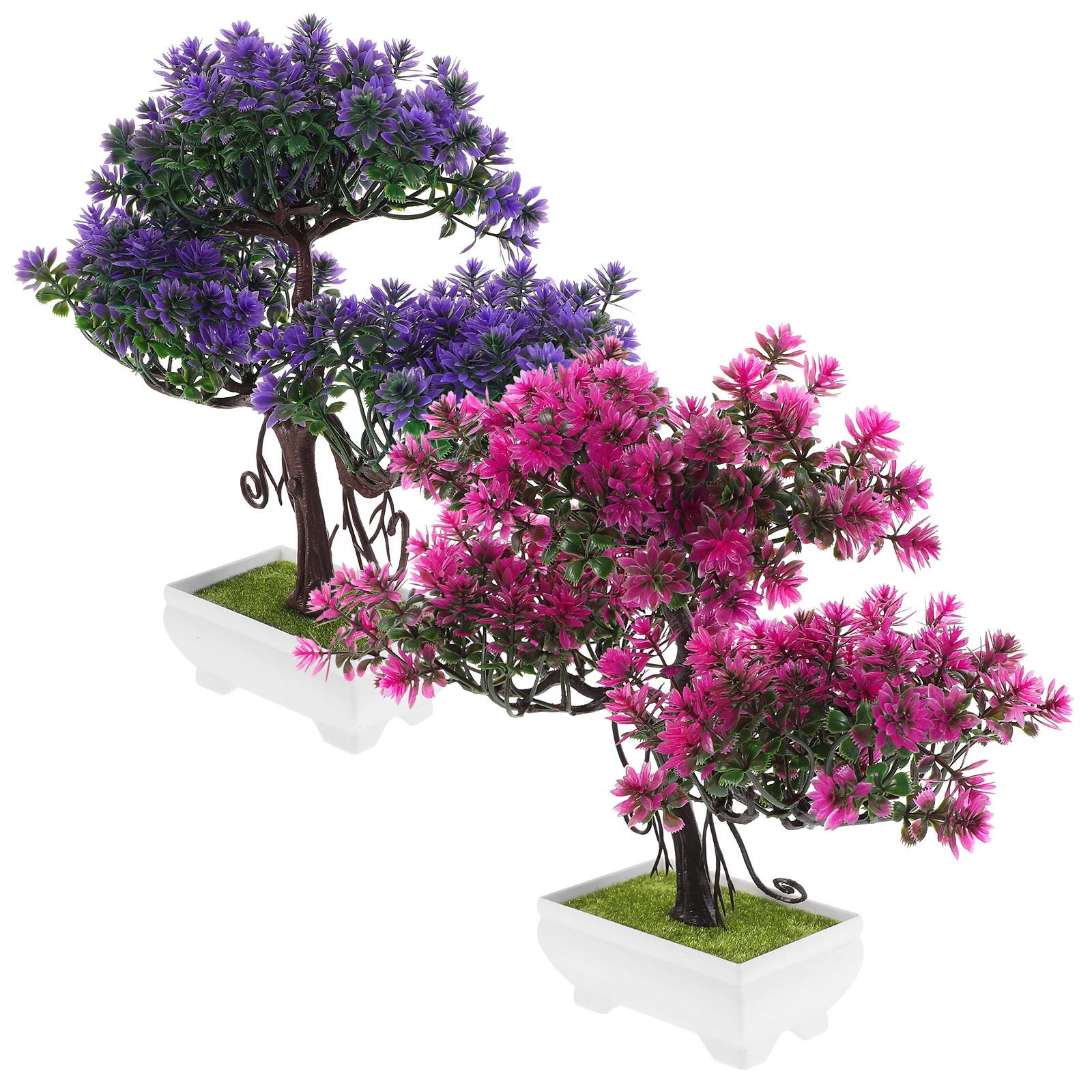 

2 Pcs Artificial Welcoming Pine Bonsai Plants Decorative Mini Indoor Fake Plants Home Office Bedroom Bathroom nament