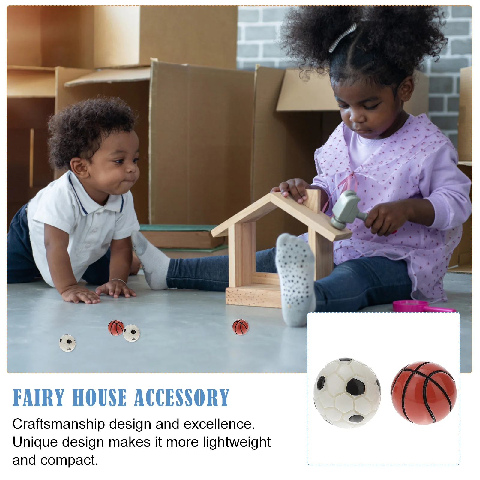 DIY Accessory Football Basketball Fairy House Three-dimensional Mini Basketballs Kids Soccer