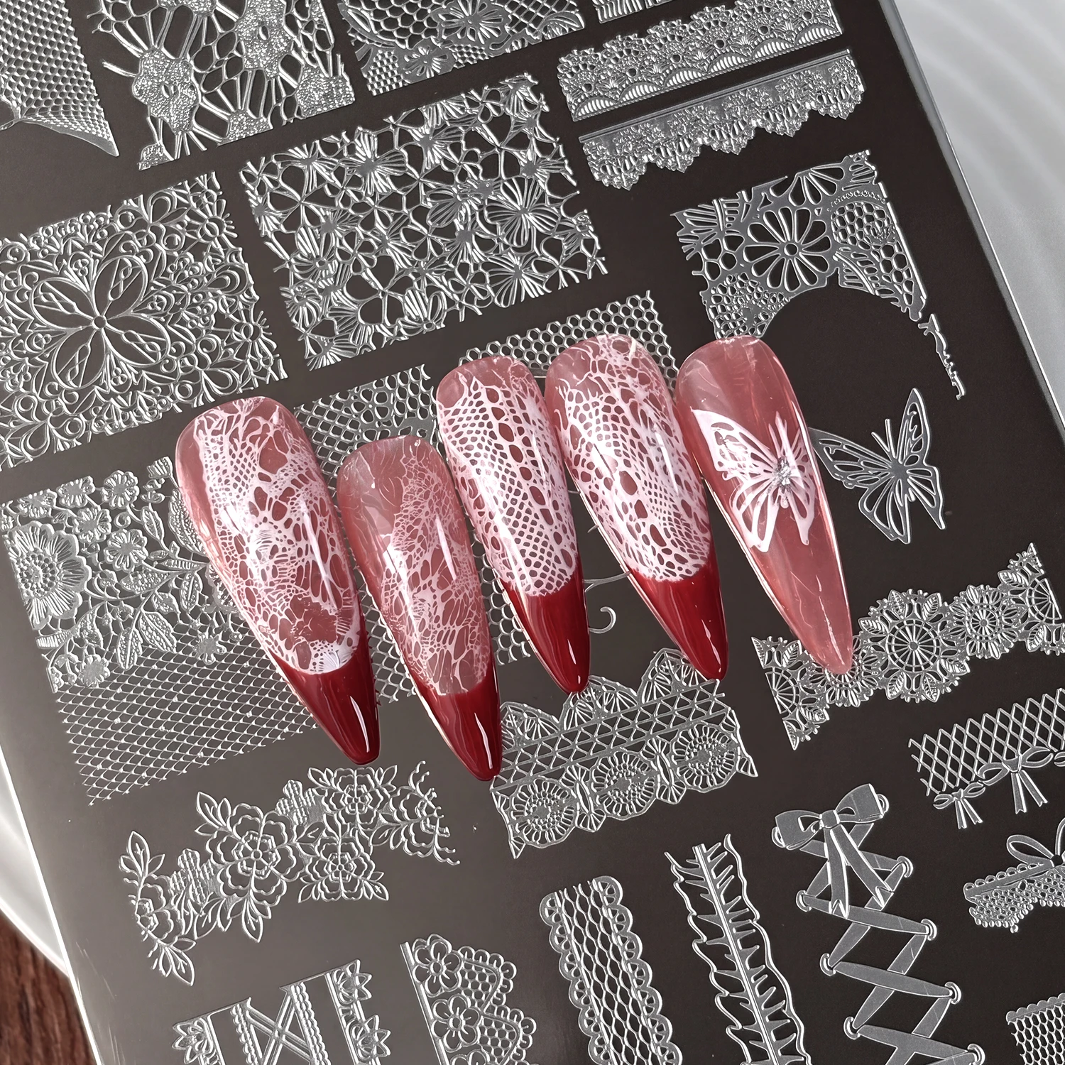 1Pcs Retro Plaid Lace Nail Stamping Plate 14.5x9.5cm Checkered Stainless Steel Nails Template Grid Manicure Design Printing Tool